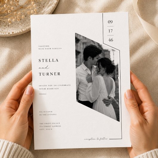 モダンな建築写真の結婚式招待状 招待状