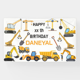 モダンな建設シンプルな子供の誕生日 横断幕