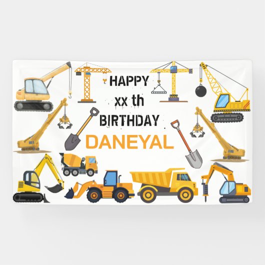 モダンな建設シンプルな子供の誕生日 横断幕 (横)