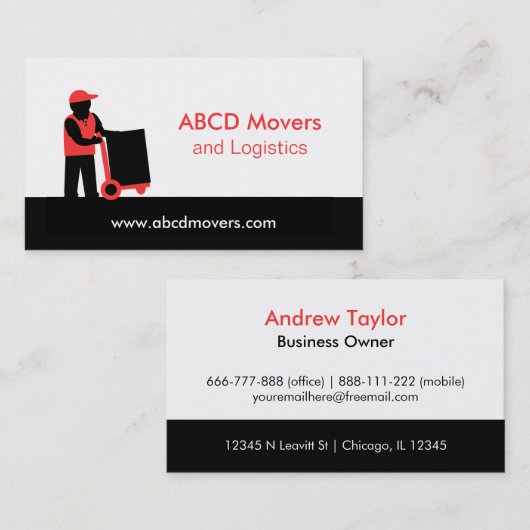 モダンな引越し業者移動サービス兵站学配達 名刺 (正面/裏面)