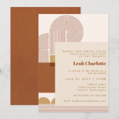 モダンな形とラインのテラコッタ色のバット・バル・ミッツヴァ招待状 招待状 (正面/裏面)