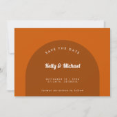 モダンな形のテラコッタ　バーントオレンジ　保存日付 招待状 (正面)