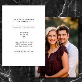 モダンな後ろ面写真の結婚式ウェディング 招待状