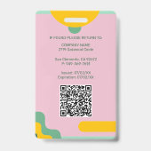 モダンな従業員写真ID会社セキュリティQR バッジ (裏面)