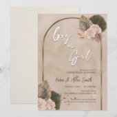 モダンな性別発表 | ミニマルな性別発表 招待状 (正面/裏面)