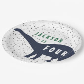 モダンな恐竜の誕生日のプレート ペーパープレート (アングル)