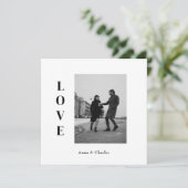 モダンな愛の写真 保存日付カード セーブザデート (スタンド正面)