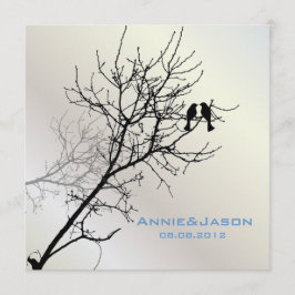 モダンな愛の鳥たちによるラスティックなカントリーウェディング 招待状