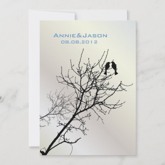 モダンな愛の鳥たちによるラスティックカントリーウェディング 招待状 (正面)