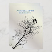 モダンな愛の鳥たちのラスティックカントリーウェディング 招待状 (正面/裏面)