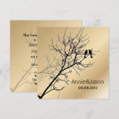 モダンな愛の鳥たちのラスティックカントリーウェディング 招待状 (正面/裏面)