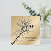 モダンな愛の鳥たちのラスティックカントリーウェディング 招待状 (スタンド正面)