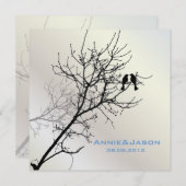 モダンな愛の鳥のラスティックカントリーウェディング 招待状 (正面/裏面)