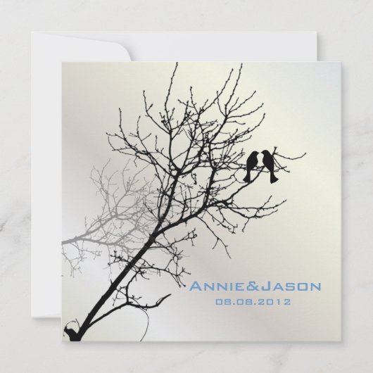モダンな愛の鳥のラスティックカントリーウェディング 招待状 (正面)