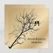 モダンな愛の鳥のラスティックカントリーウェディング 招待状 (正面/裏面)