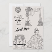 モダンな愛を表現した結婚式パーティー - シンプルなラインアート 招待状 (正面)