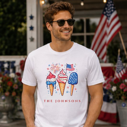 モダンな愛国アイスクリームファミリー オーダーメイド Tシャツ