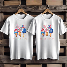 モダンな愛国アイスクリームファミリー オーダーメイド Tシャツ