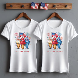 モダンな愛国アイスクリームファミリー オーダーメイド Tシャツ