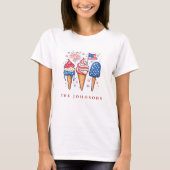 モダンな愛国アイス柄 レディースパーソナライズTシャツ Tシャツ (正面)