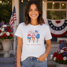 モダンな愛国アイス柄 レディースパーソナライズTシャツ