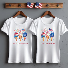モダンな愛国アイス柄 レディースパーソナライズTシャツ Tシャツ