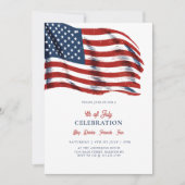 モダンな愛国アメリカ国旗 7月4日パーティー 招待状 (正面)