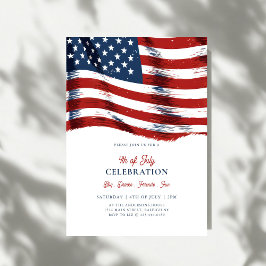 モダンな愛国アメリカ国旗 7月4日パーティー 招待状