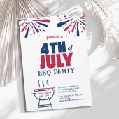 モダンな愛国心あふれる7月4日BBQパーティー招待状 招待状