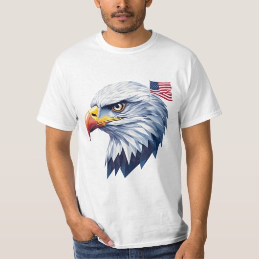 モダンな愛国心あふれるGeometric Eagle USAデザイン Tシャツ (正面)