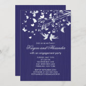 モダンな愛鳥の婚約パーティの招待状 招待状 (正面/裏面)