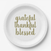 モダンな感謝した感謝している賛美された感謝祭の休暇 ペーパープレート (正面)
