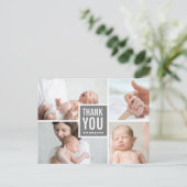 モダンな感謝と出産報告の写真 ポストカード (スタンド正面)