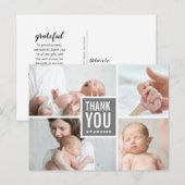 モダンな感謝と出産報告の写真 ポストカード (正面/裏面)
