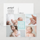 モダンな感謝と出産報告の写真 ポストカード (正面/裏面)