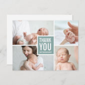 モダンな感謝と出産報告の写真 ポストカード (正面/裏面)