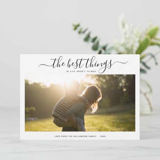 モダンな感謝のスクリプト | フォトホリデードット シーズンカード (スタンド正面)