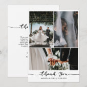 モダンな感謝のメッセージ ウェディング フォト サンキューカード (正面/裏面)