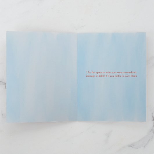 モダンな感謝の気持ちを表すエレガントな青いカニの水彩画 サンキューカード (内部)