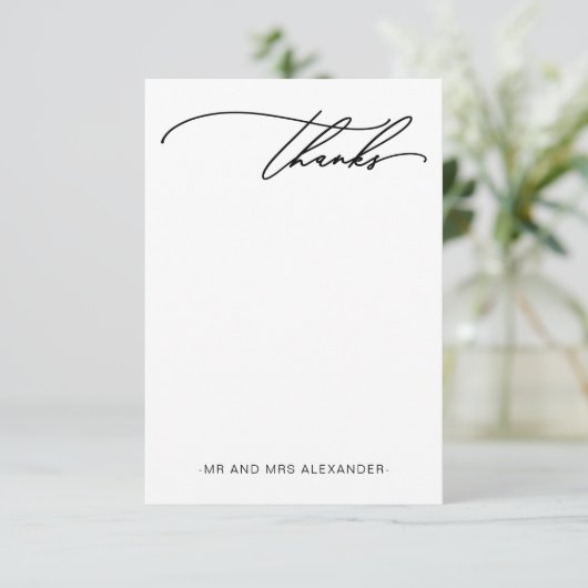 モダンな感謝の気持ちを表すエレガントな黒と白 サンキューカード (スタンド正面)