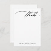 モダンな感謝の気持ちを表すエレガントな黒と白 サンキューカード (正面/裏面)