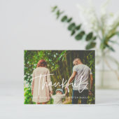 モダンな感謝の気持ちを表す感謝祭の家族写真 ポストカード (スタンド正面)