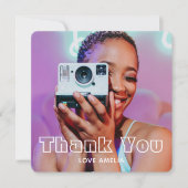 モダンな感謝を伝えるカスタム写真コラージュパーティー サンキューカード (正面)