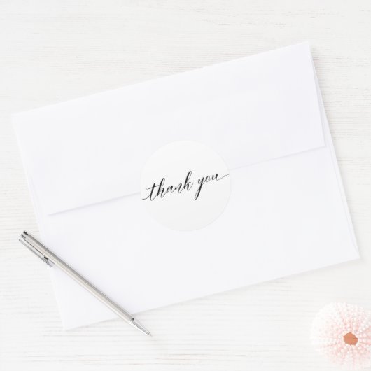 モダンな感謝を表すスクリプトカリグラフィーステッカー ラウンドシール (封筒)