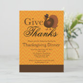 モダンな感謝祭のターキー dinner party への招待 招待状 (スタンド正面)