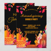 モダンな感謝祭のパーティー招待状付きディナーのデザイン 招待状 (正面/裏面)