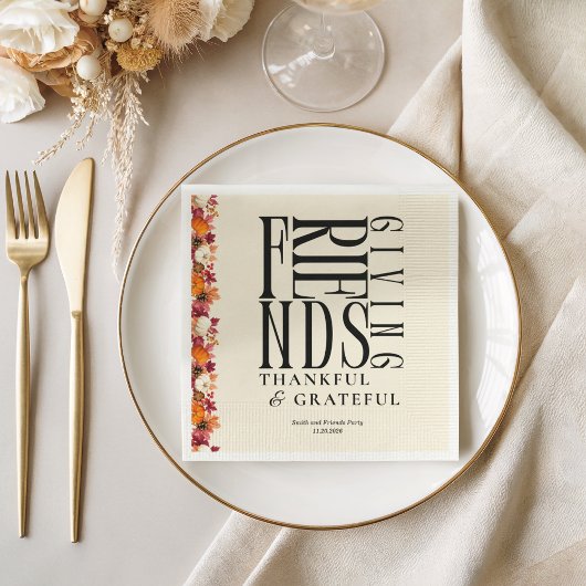 モダンな感謝祭の食事 フローラル  スタンダードカクテルナプキン