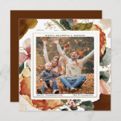 モダンな感謝祭 エレガントな花の写真の挨拶カード シーズンカード (正面/裏面)