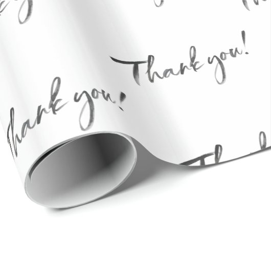 モダンな感謝 黒インクのカリグラフィー筆記 ラッピングペーパー (ロールコーナー)