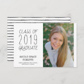 モダンな手の教養がある小型卒業の発表 招待状 (正面/裏面)